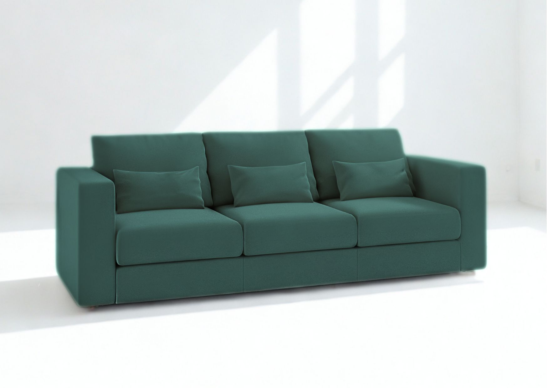 Klasyczna sofa rozkładana w kolorze zielonym
